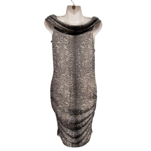 Animal Print Cowl Dress Off-Shoulder Sleeveless Dress -Sizes S /Size M / Size L - Picture 7 of 16